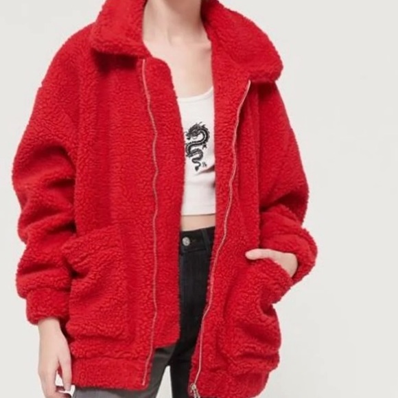 RED TEDDY COAT - Picture 1 of 2